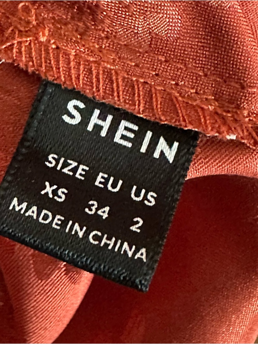 SHEIN Rust Satin Floral Jacquard Slip Midi Dress - Picture 8 of 8